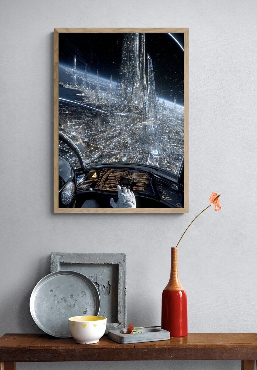 Futuristic Space City — Sci-Fi Print. — room view 3