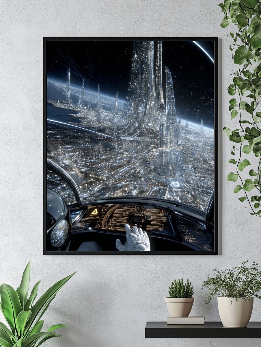 Futuristic Space City — Sci-Fi Print. — room view 4