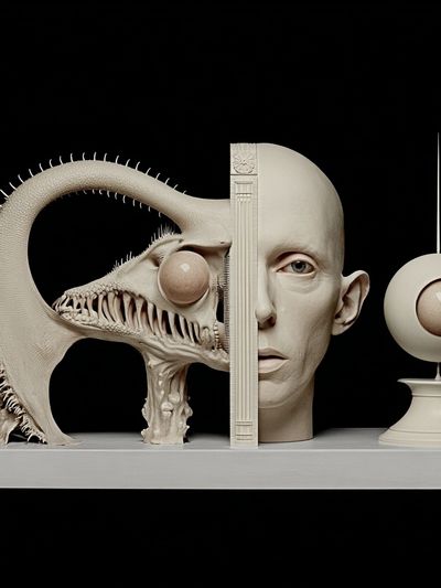 Surreal Creature and Human Sculpture Poster. poster print