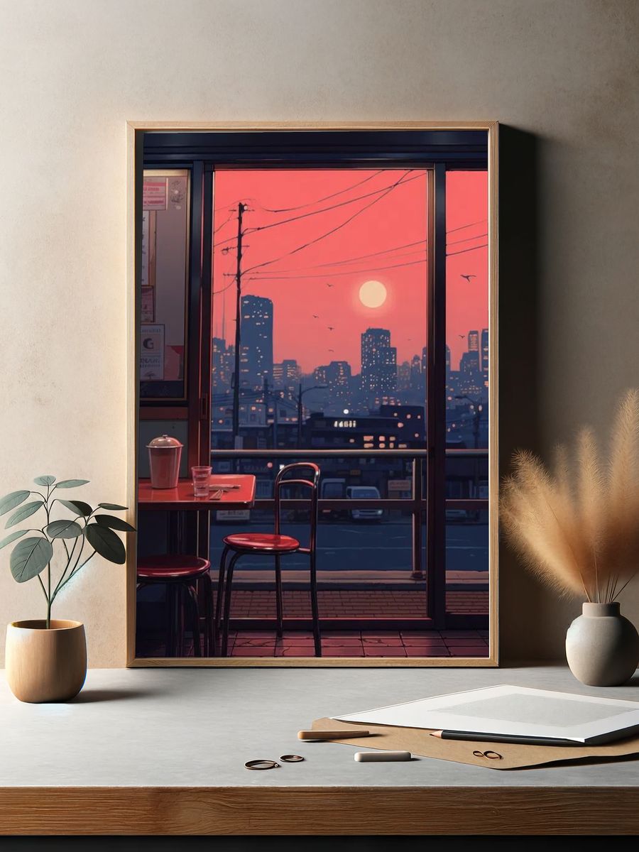 Sunset City — Illustration Print. — room view 2