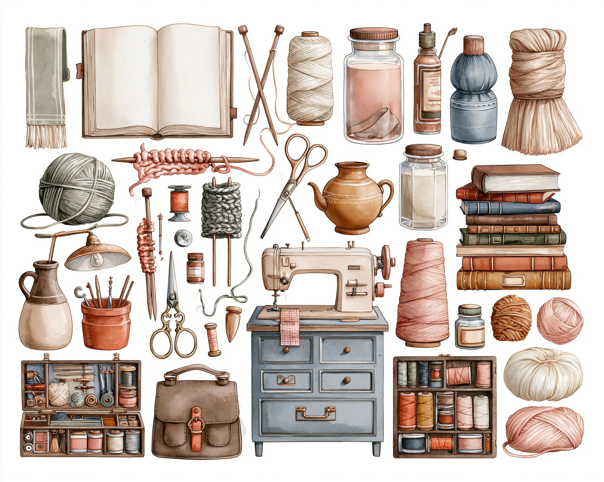 Sewing Supplies Watercolor Poster. poster detail