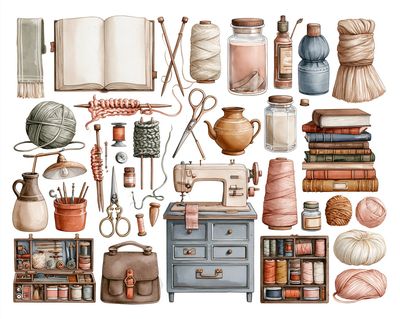 Sewing Supplies Watercolor Poster. poster print