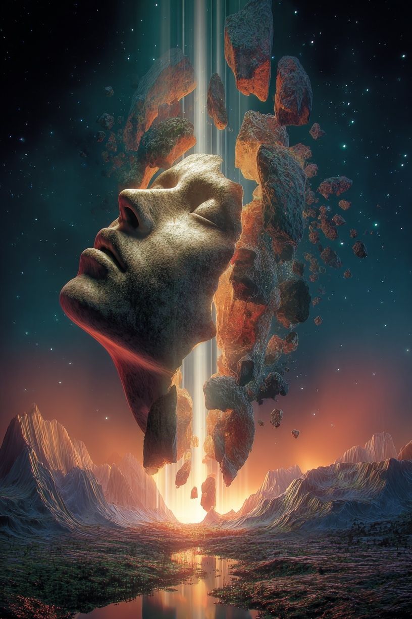 Surreal Cosmic Face — Fine Art Print. poster — fine-art art