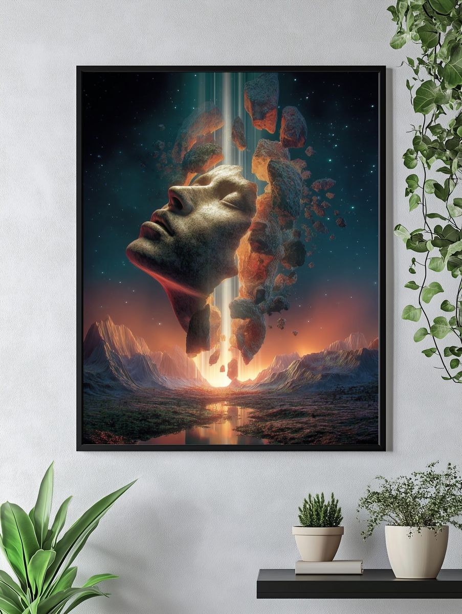 Surreal Cosmic Face — Fine Art Print. — room view 4