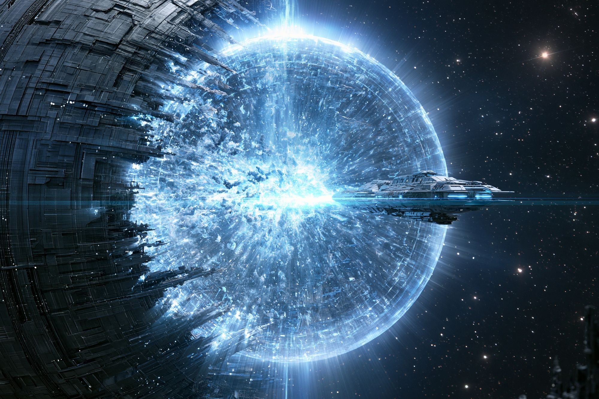 Sci-Fi Space Station Explosion Poster. poster — space art