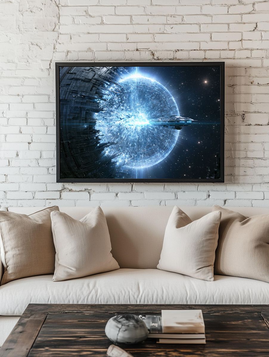 Sci-Fi Space Station Explosion Poster. room preview