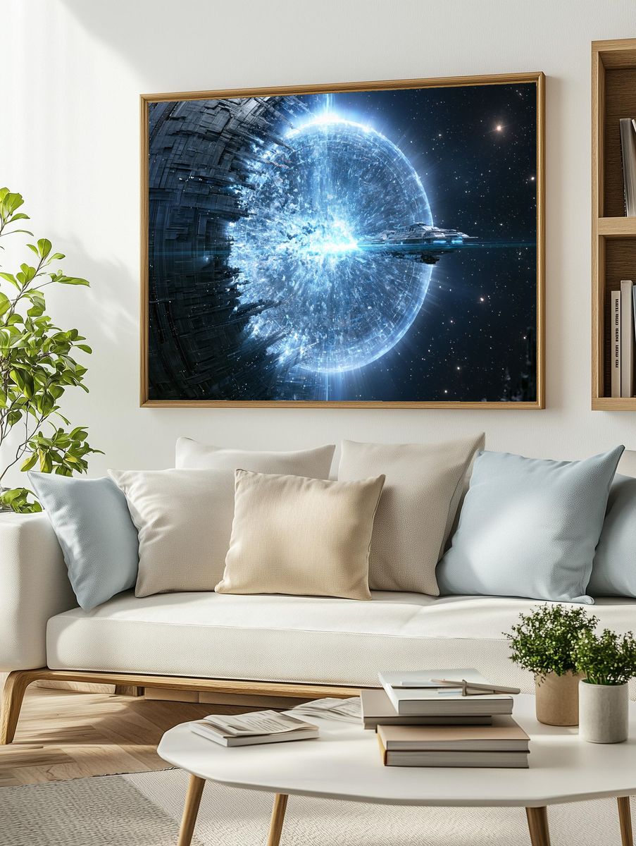 Sci-Fi Space Station Explosion Poster. — room view 2