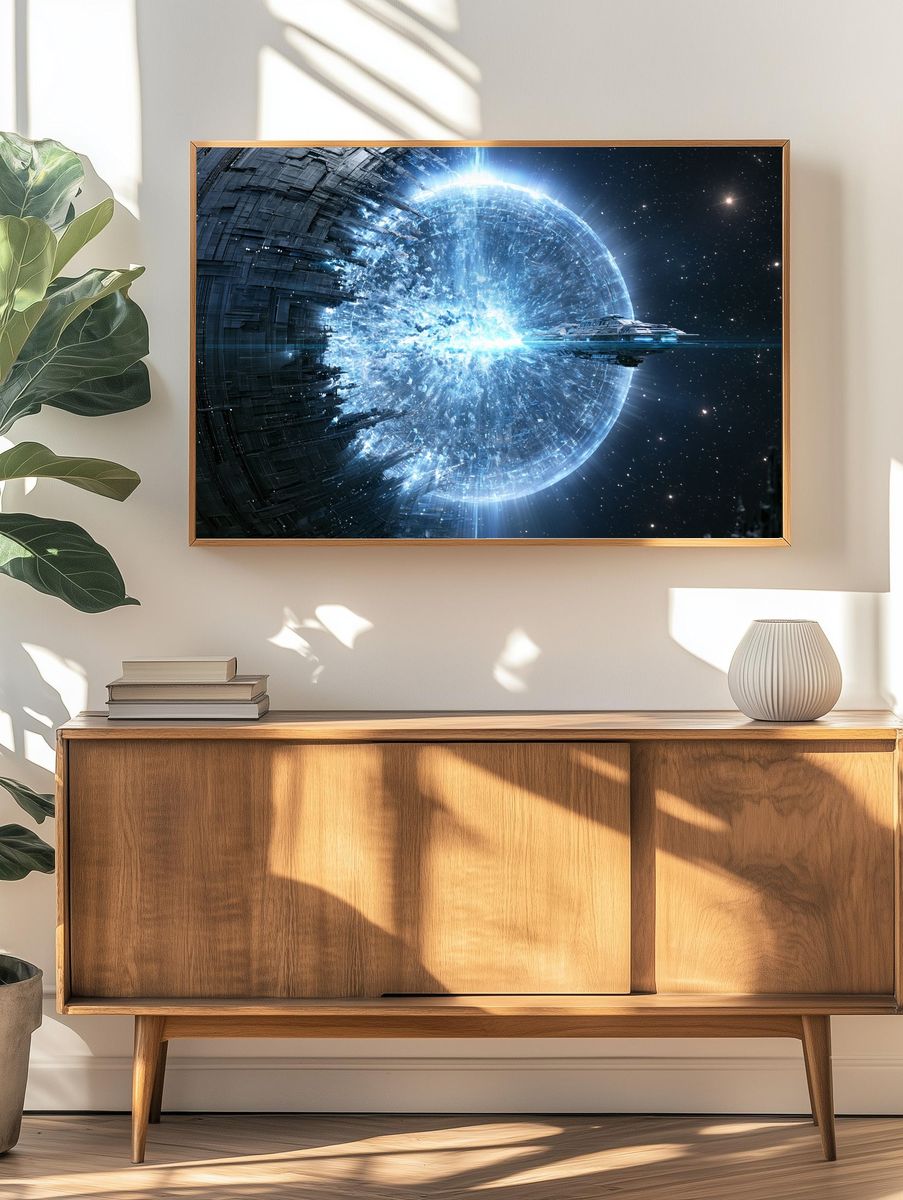 Sci-Fi Space Station Explosion Poster. — room view 3