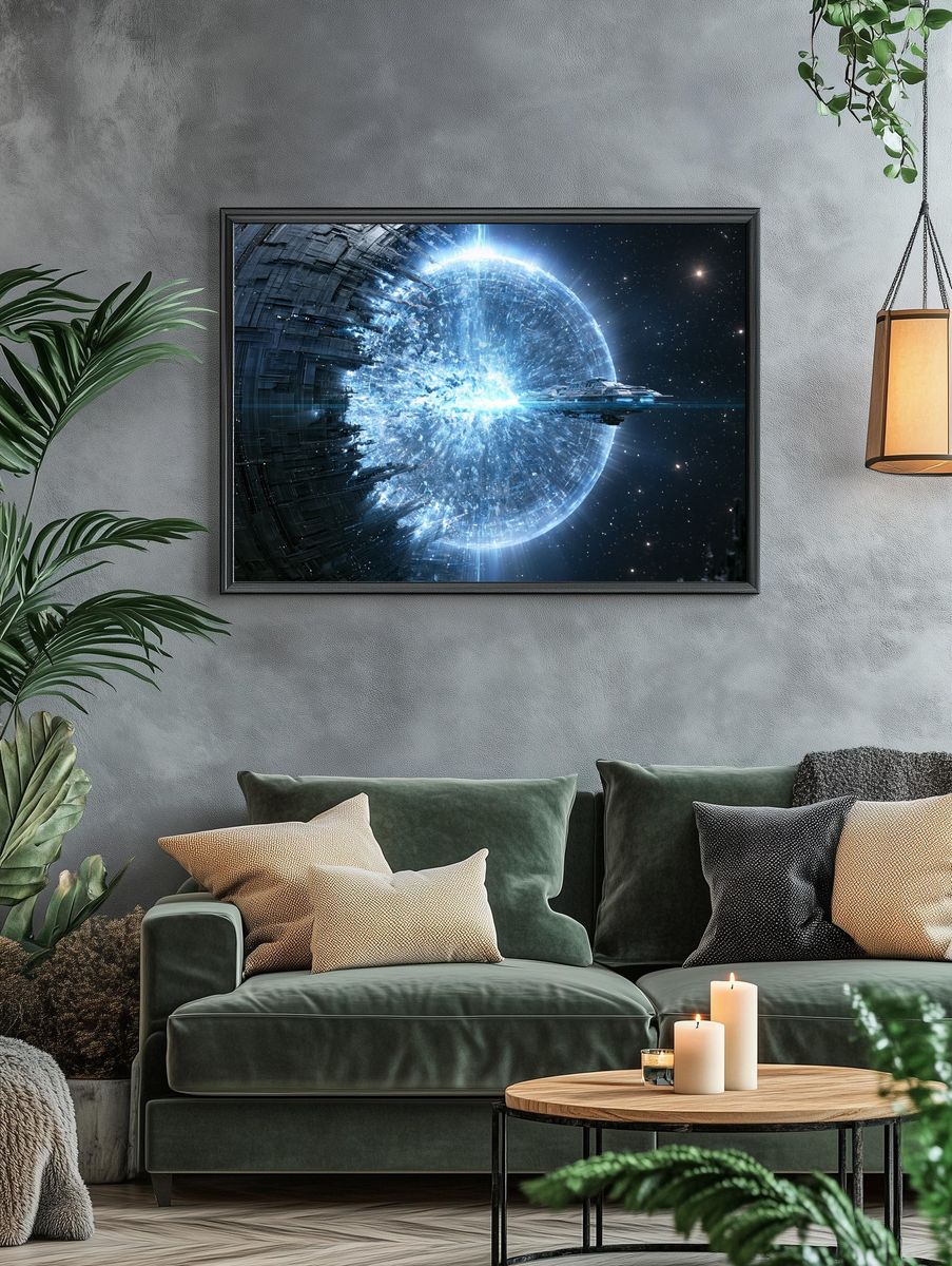 Sci-Fi Space Station Explosion Poster. — room view 4
