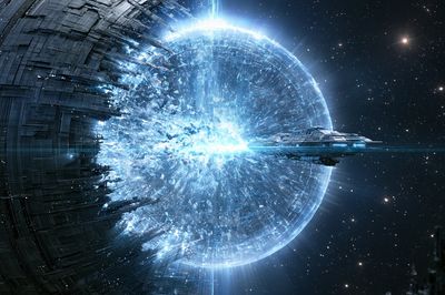Sci-Fi Space Station Explosion Poster.
