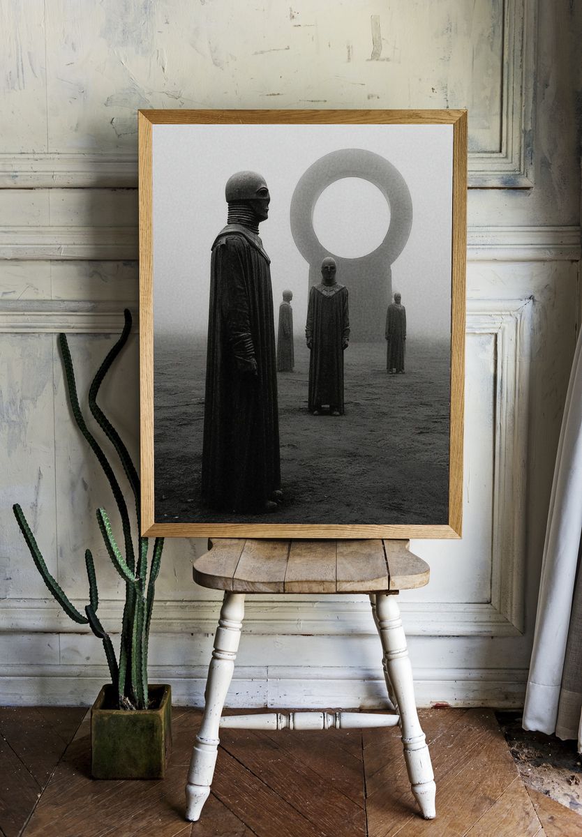 Surreal Monolith Figures Print. — room view 1