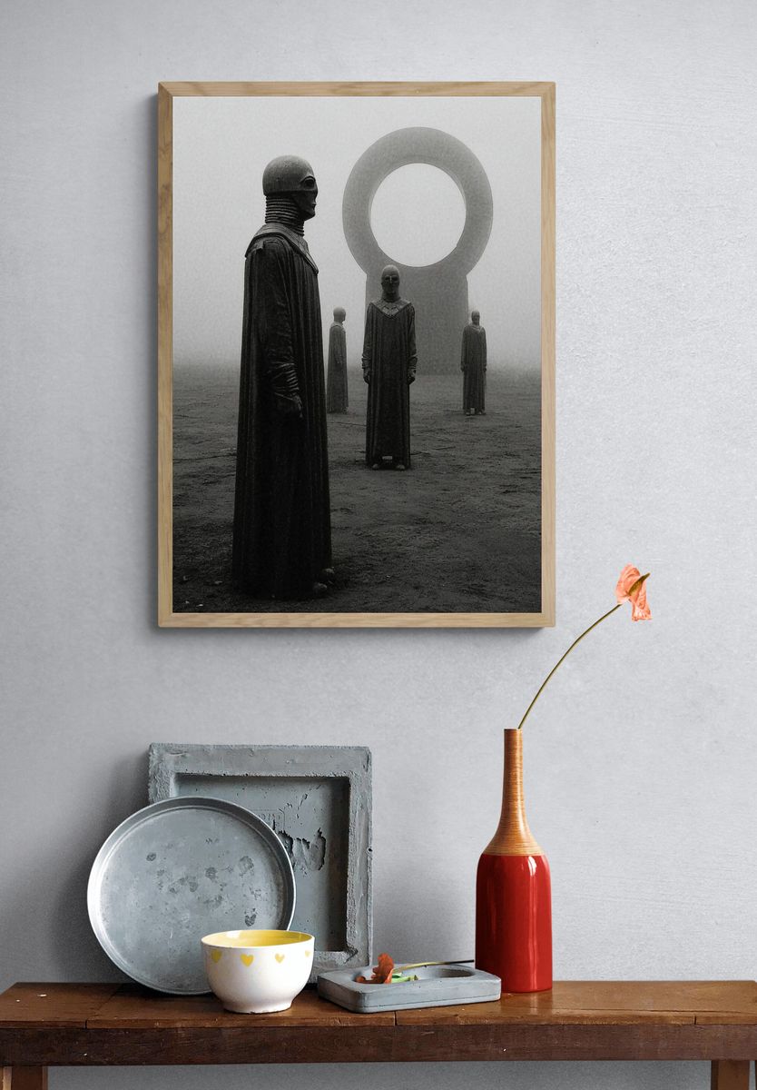 Surreal Monolith Figures Print. — room view 3