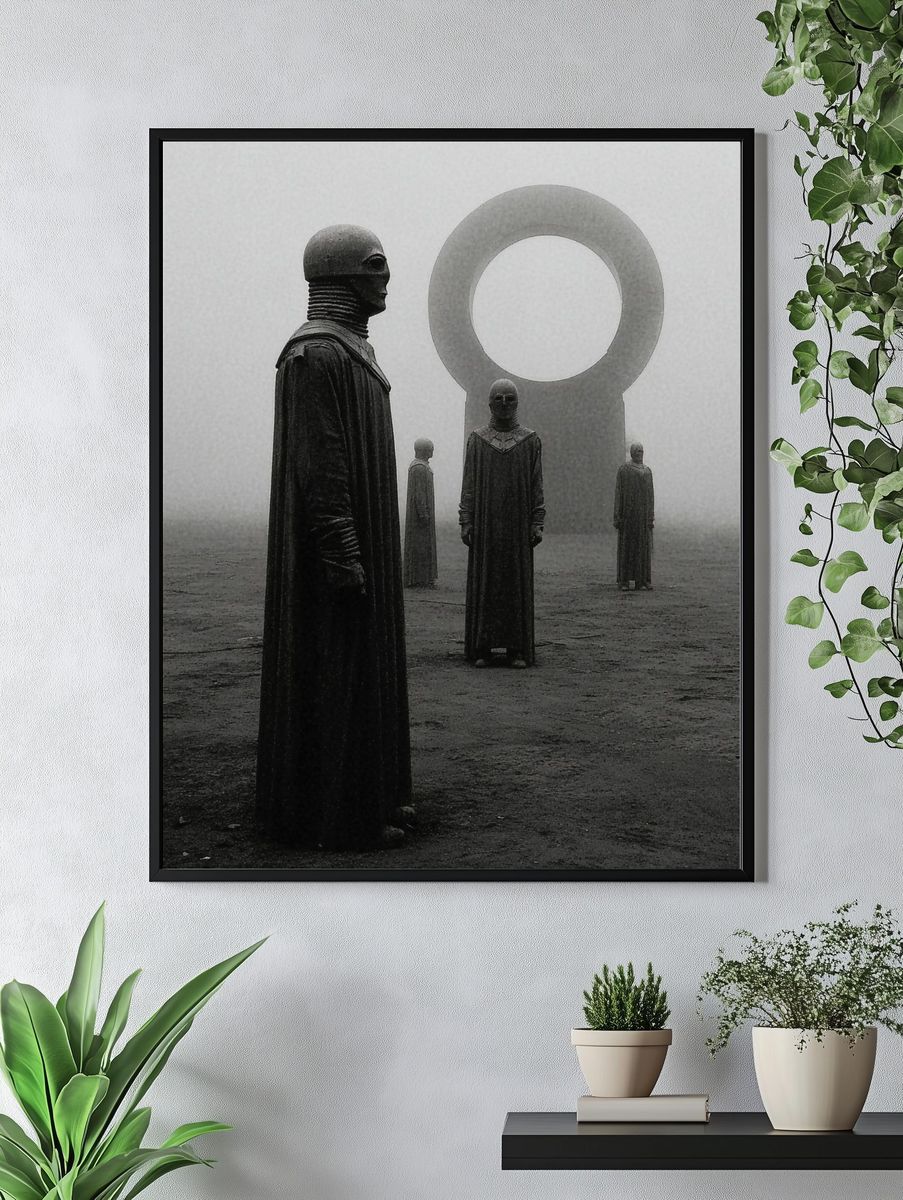 Surreal Monolith Figures Print. — room view 4