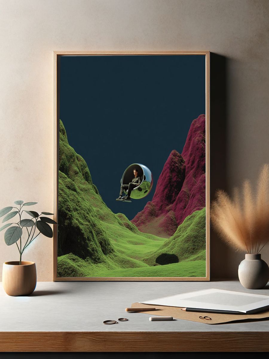 Surreal Landscape with Floating Chair Poster. — room view 2