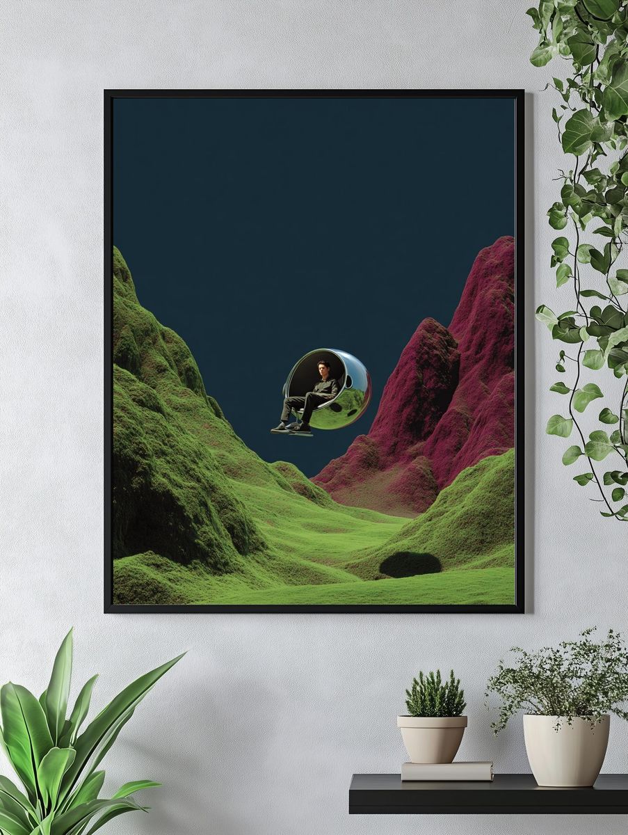 Surreal Landscape with Floating Chair Poster. — room view 4