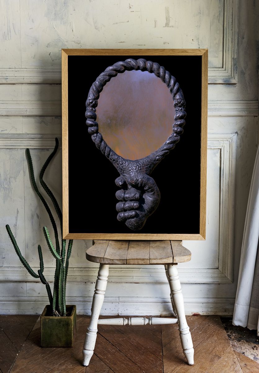 Surreal Hand Mirror Print. room preview