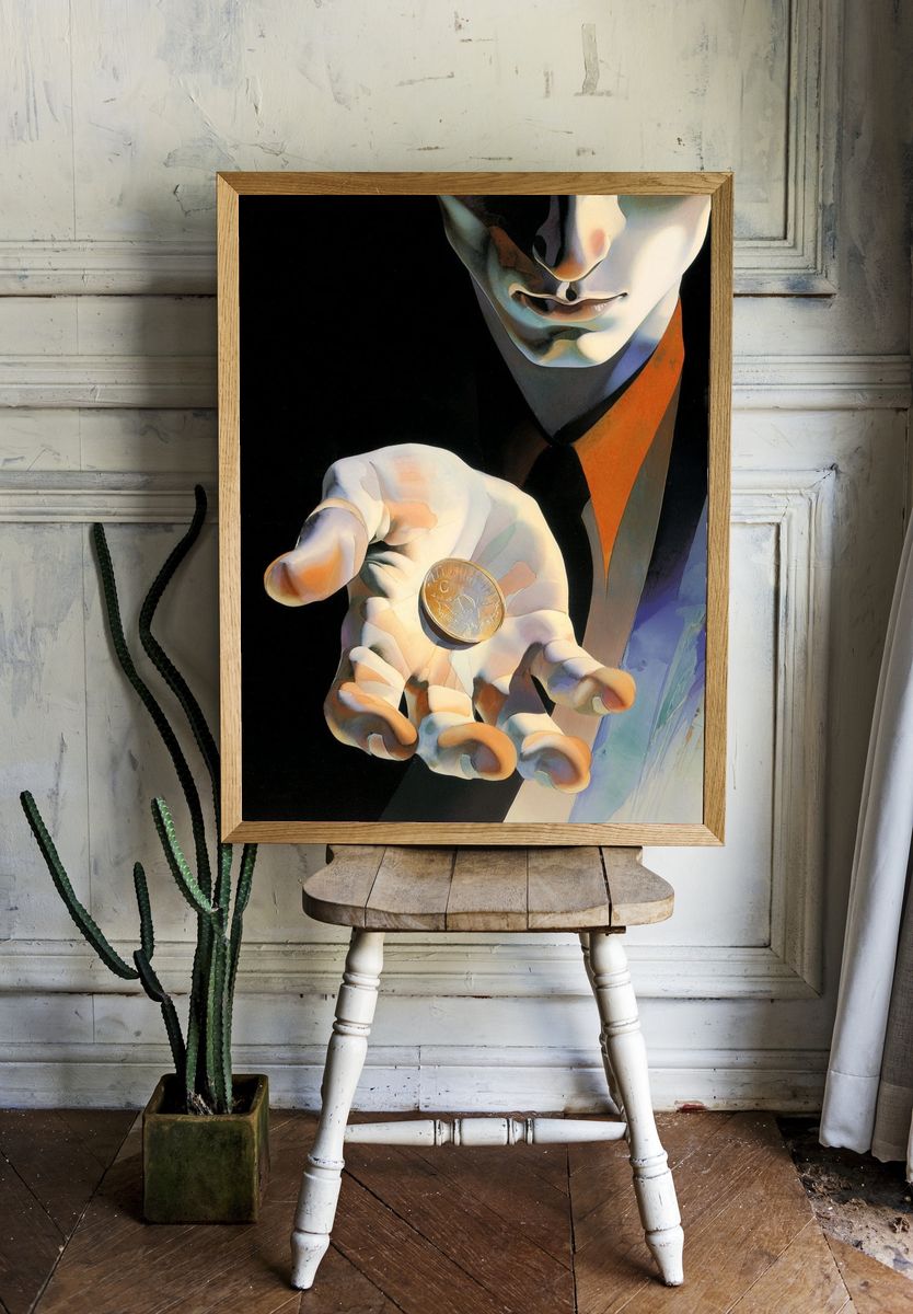 Surreal Coin Hand Fine-Art Print. — room view 1