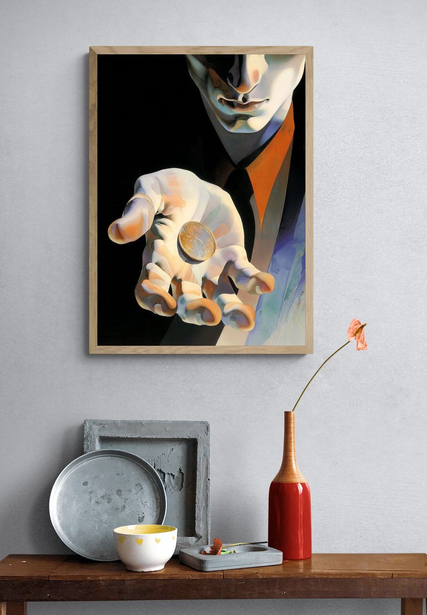 Surreal Coin Hand Fine-Art Print. — room view 3