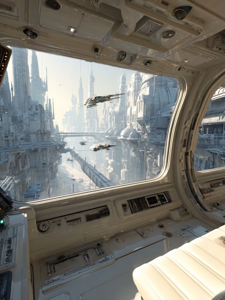 Futuristic Space Station View — Sci-Fi Print. poster detail