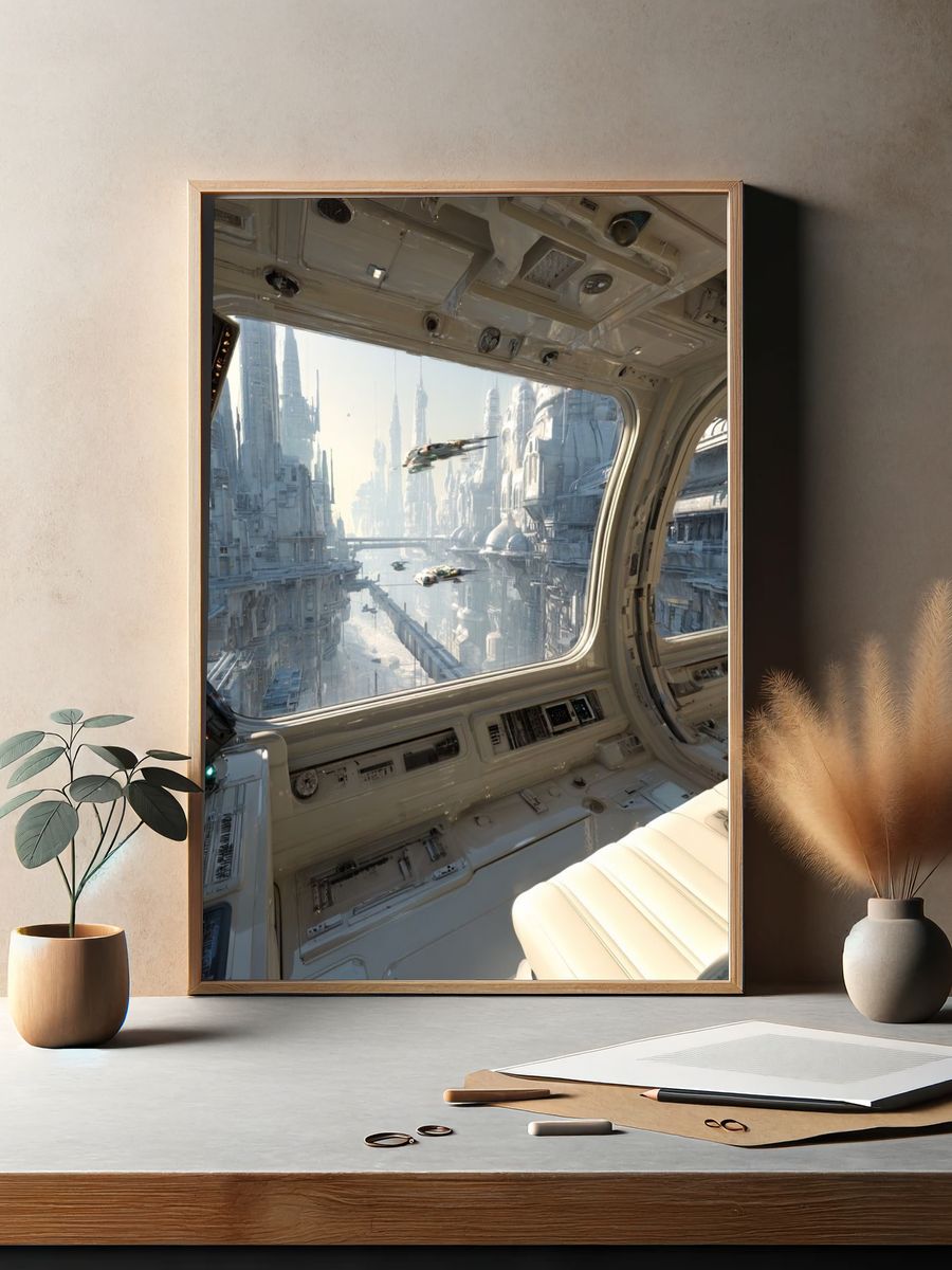 Futuristic Space Station View — Sci-Fi Print. — room view 2