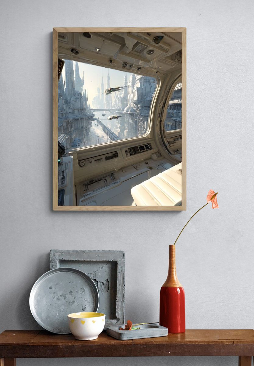 Futuristic Space Station View — Sci-Fi Print. — room view 3