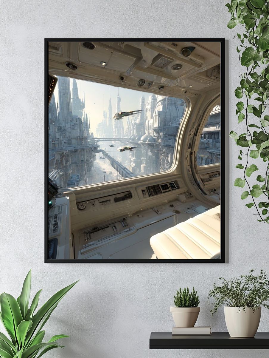Futuristic Space Station View — Sci-Fi Print. — room view 4