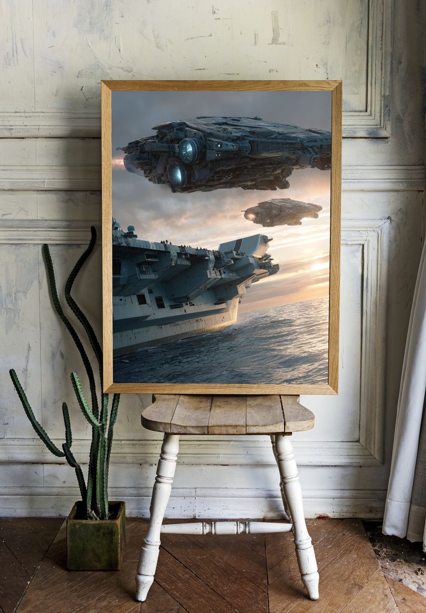 Futuristic Spaceships — Sci-Fi Print room preview