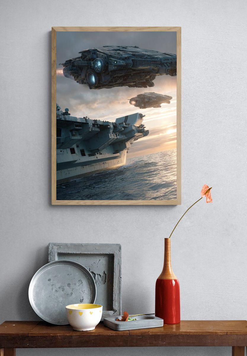 Futuristic Spaceships — Sci-Fi Print. — room view 3