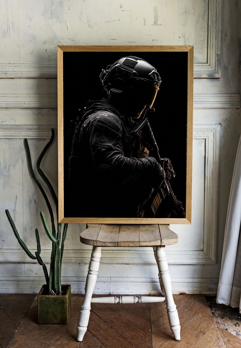 Soldier Silhouette — Fine Art Print. — room view 1