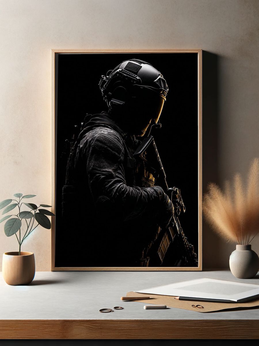 Soldier Silhouette — Fine Art Print. — room view 2