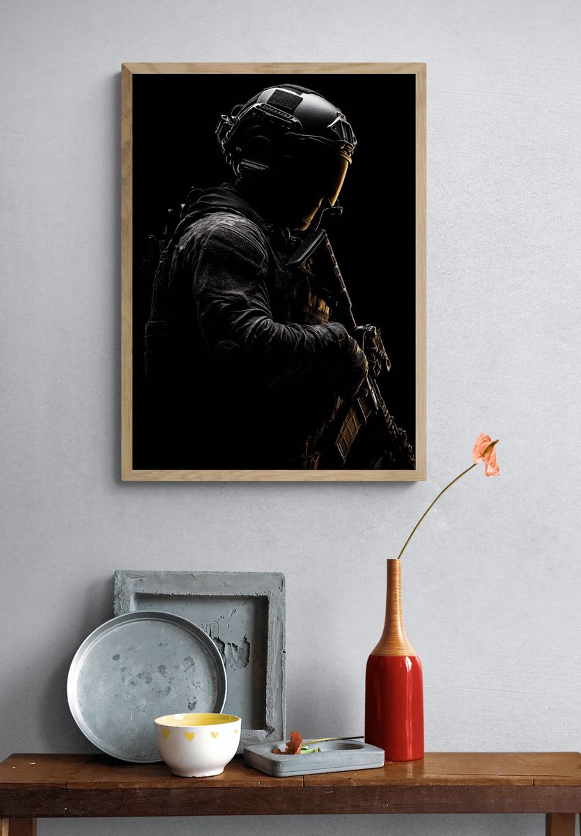 Soldier Silhouette — Fine Art Print. — room view 3