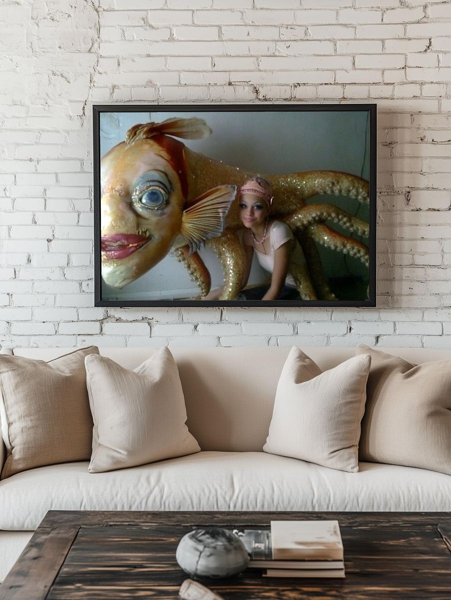Surreal Gold Fish Costume Print. — room view 1