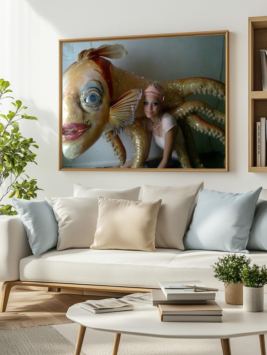 Surreal Gold Fish Costume Print. — room view 2
