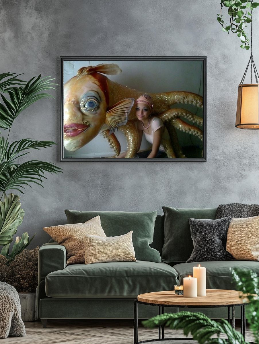 Surreal Gold Fish Costume Print. — room view 4