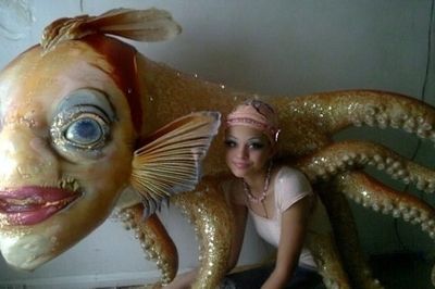 Surreal Gold Fish Costume Print. poster print