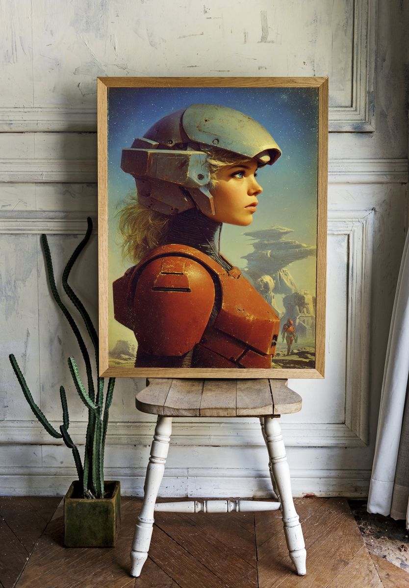 Futuristic Warrior — Sci-Fi Print room preview