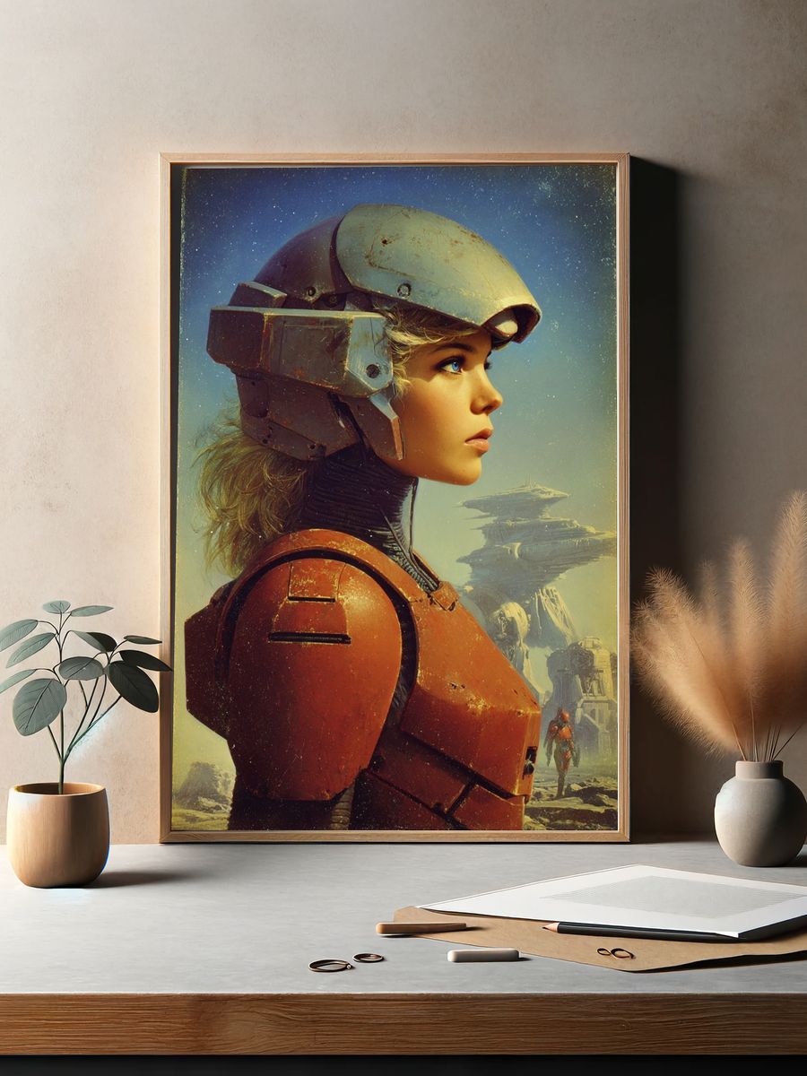 Futuristic Warrior — Sci-Fi Print. — room view 2