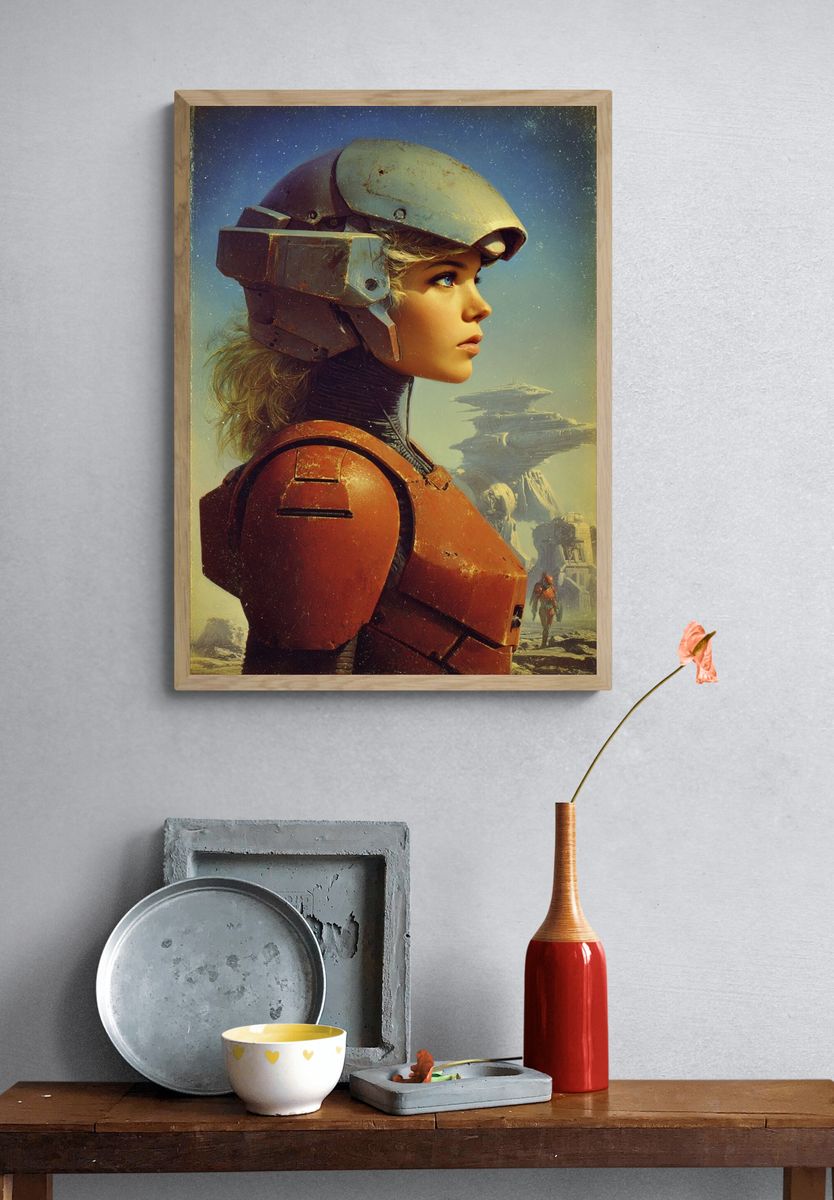 Futuristic Warrior — Sci-Fi Print. — room view 3