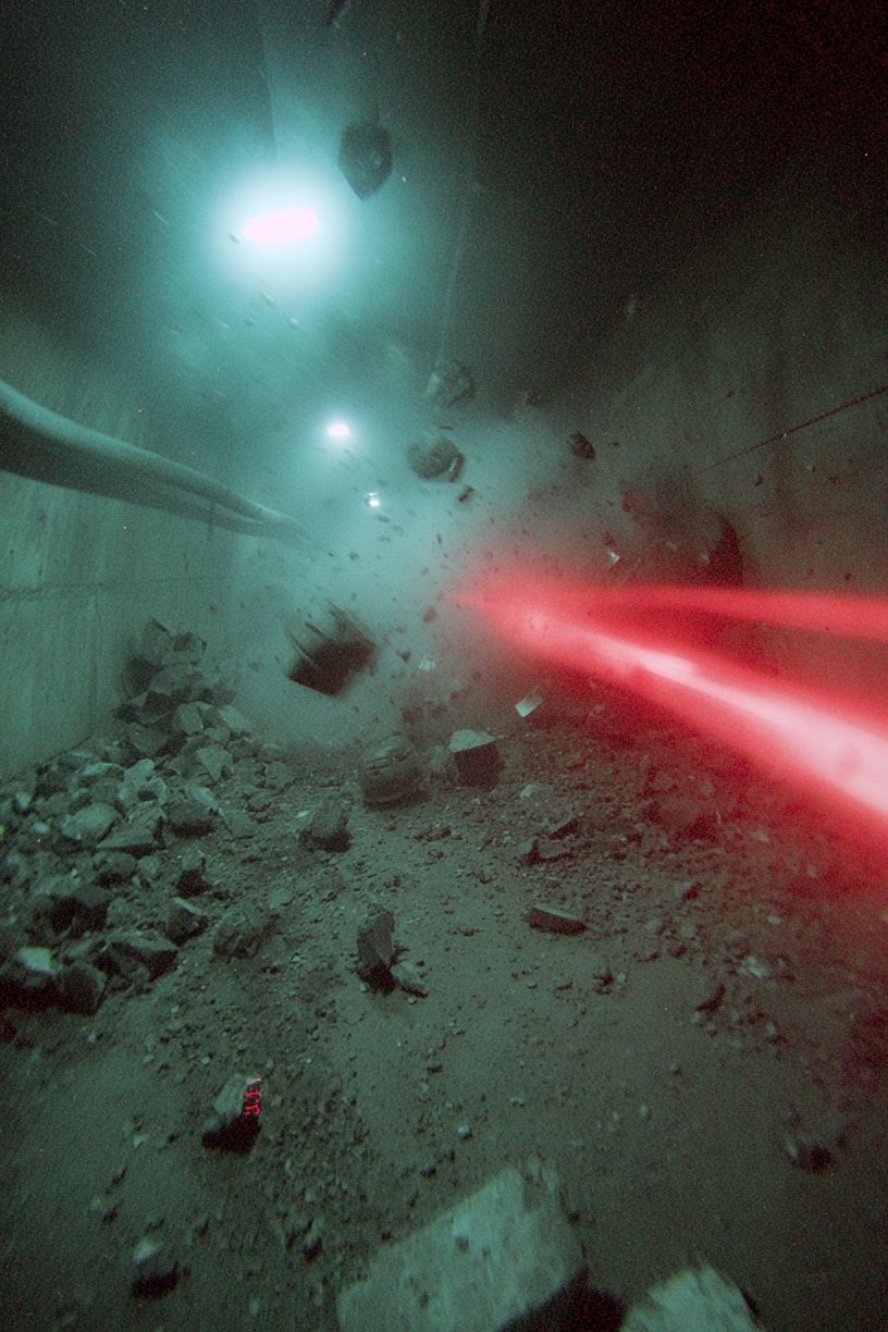 Futuristic Tunnel with Laser Beams — Sci-Fi Print. poster detail