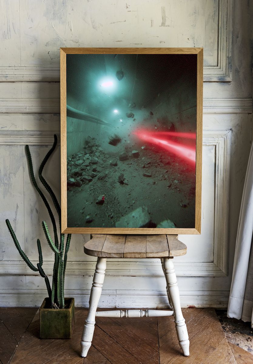 Futuristic Tunnel with Laser Beams — Sci-Fi Print. — room view 1