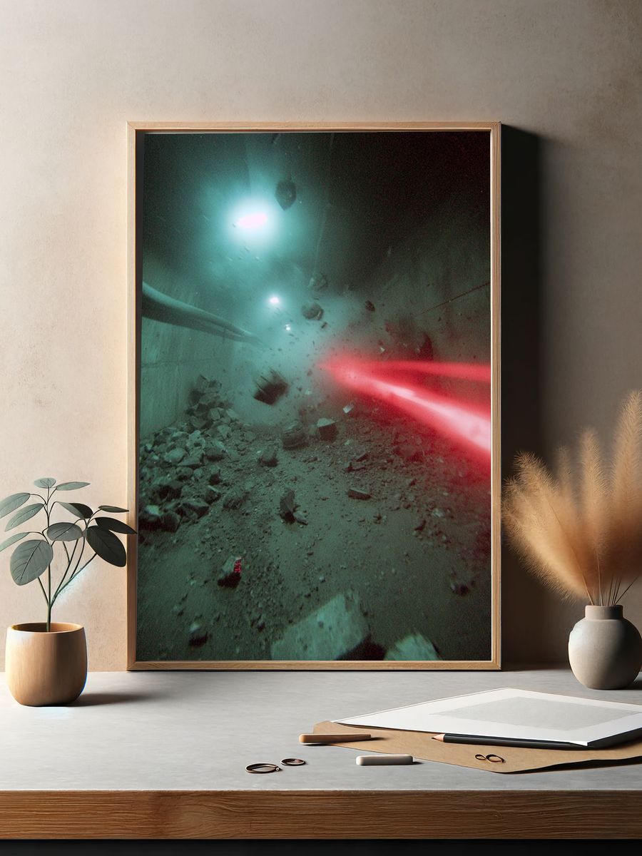 Futuristic Tunnel with Laser Beams — Sci-Fi Print. — room view 2