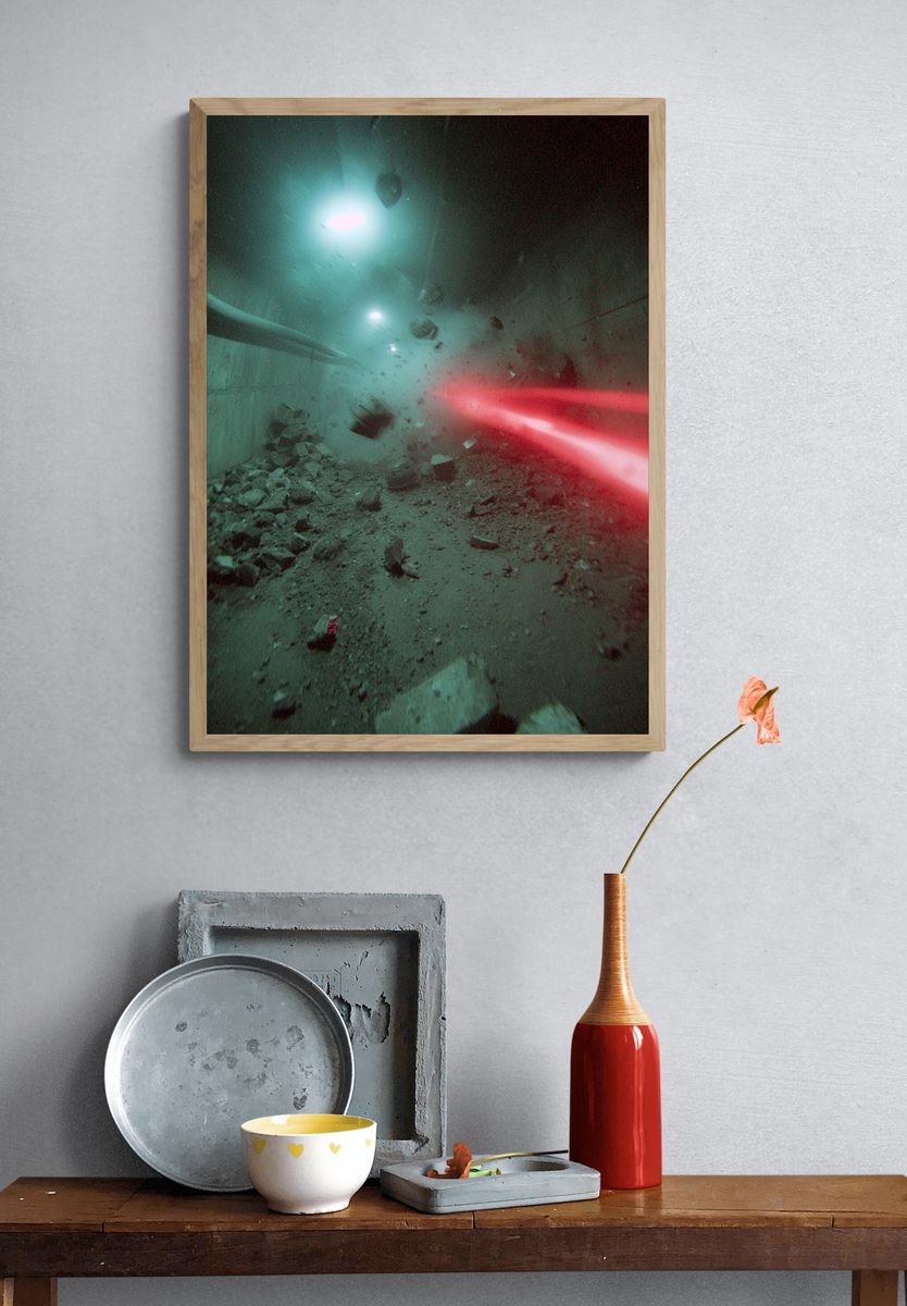 Futuristic Tunnel with Laser Beams — Sci-Fi Print. — room view 3