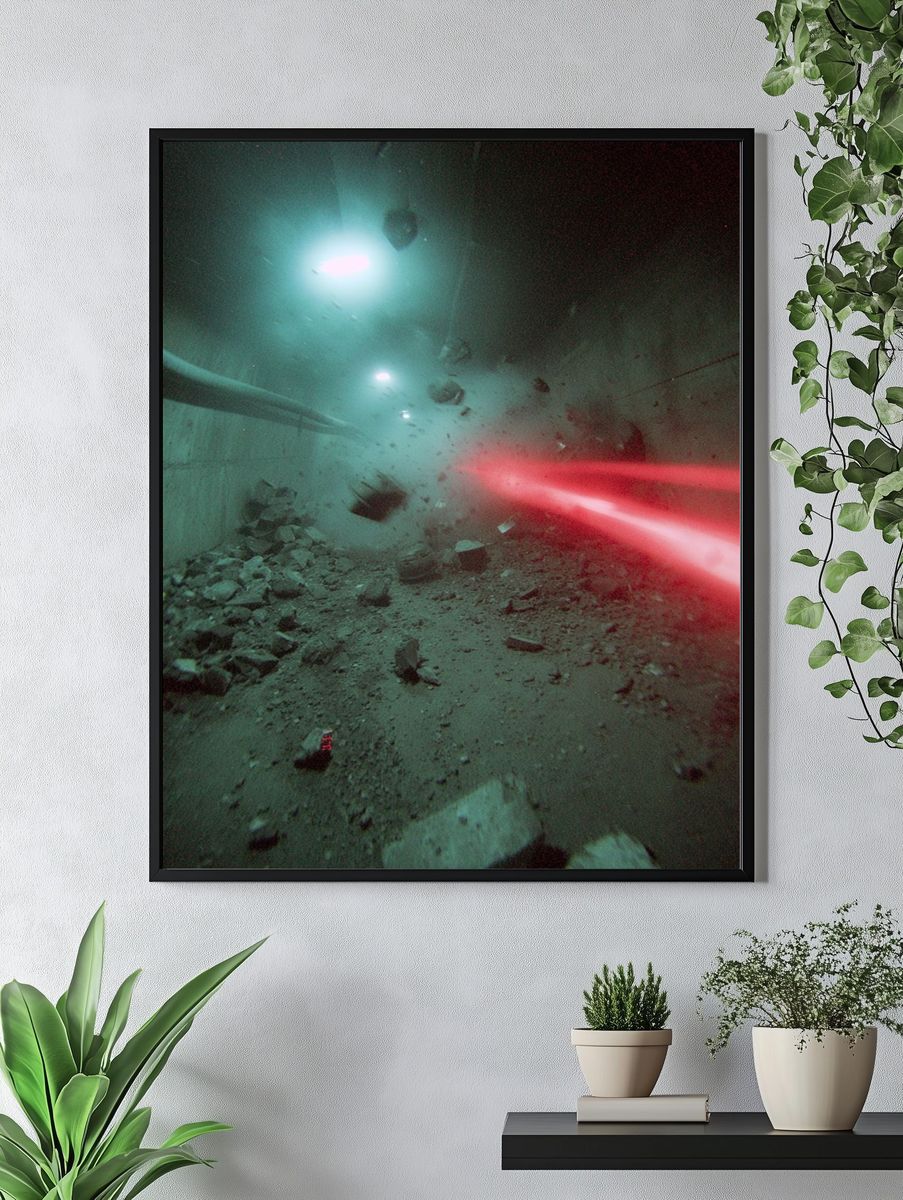 Futuristic Tunnel with Laser Beams — Sci-Fi Print. — room view 4