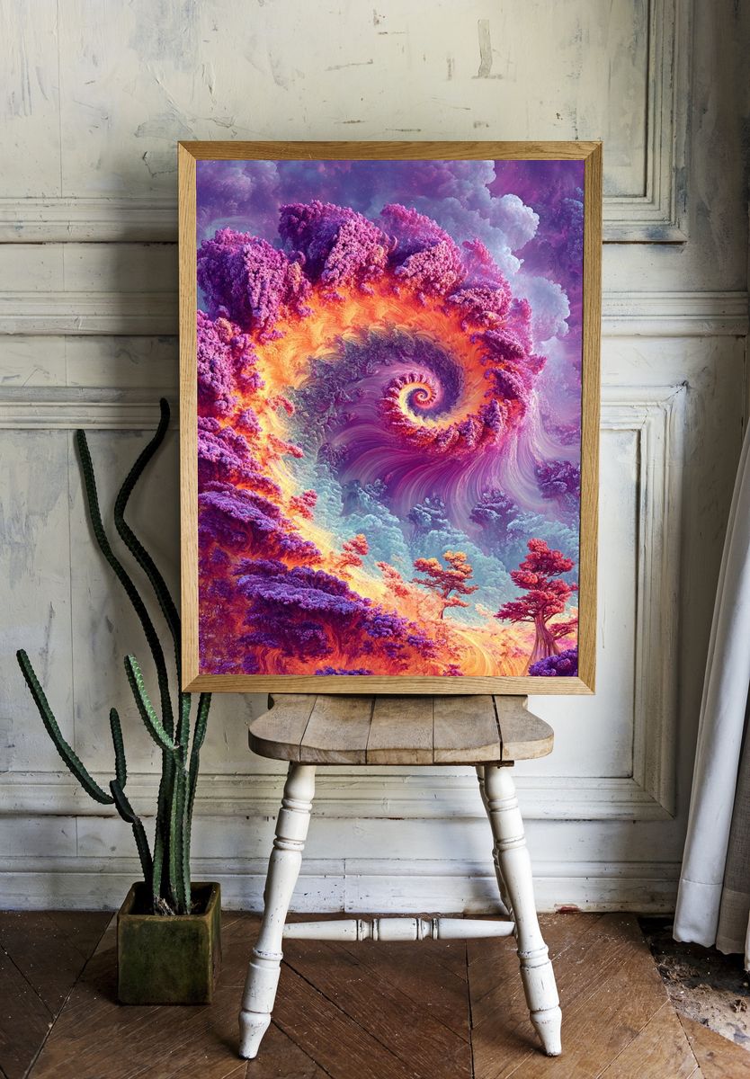 Spiral Forest — Surreal Art Print. — room view 1