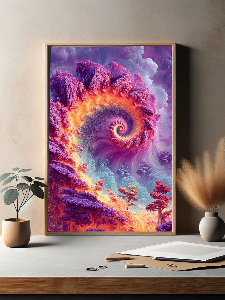 Spiral Forest — Surreal Art Print. — room view 2