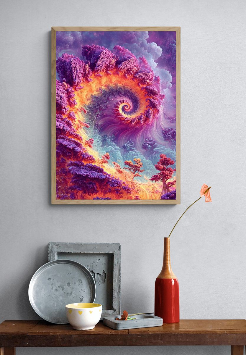 Spiral Forest — Surreal Art Print. — room view 3