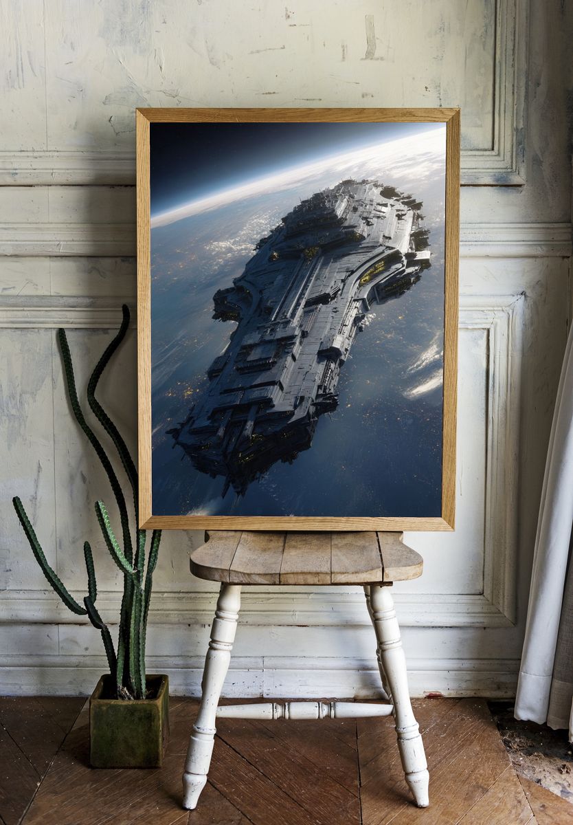 Futuristic Spacecraft — Sci-Fi Print. — room view 1