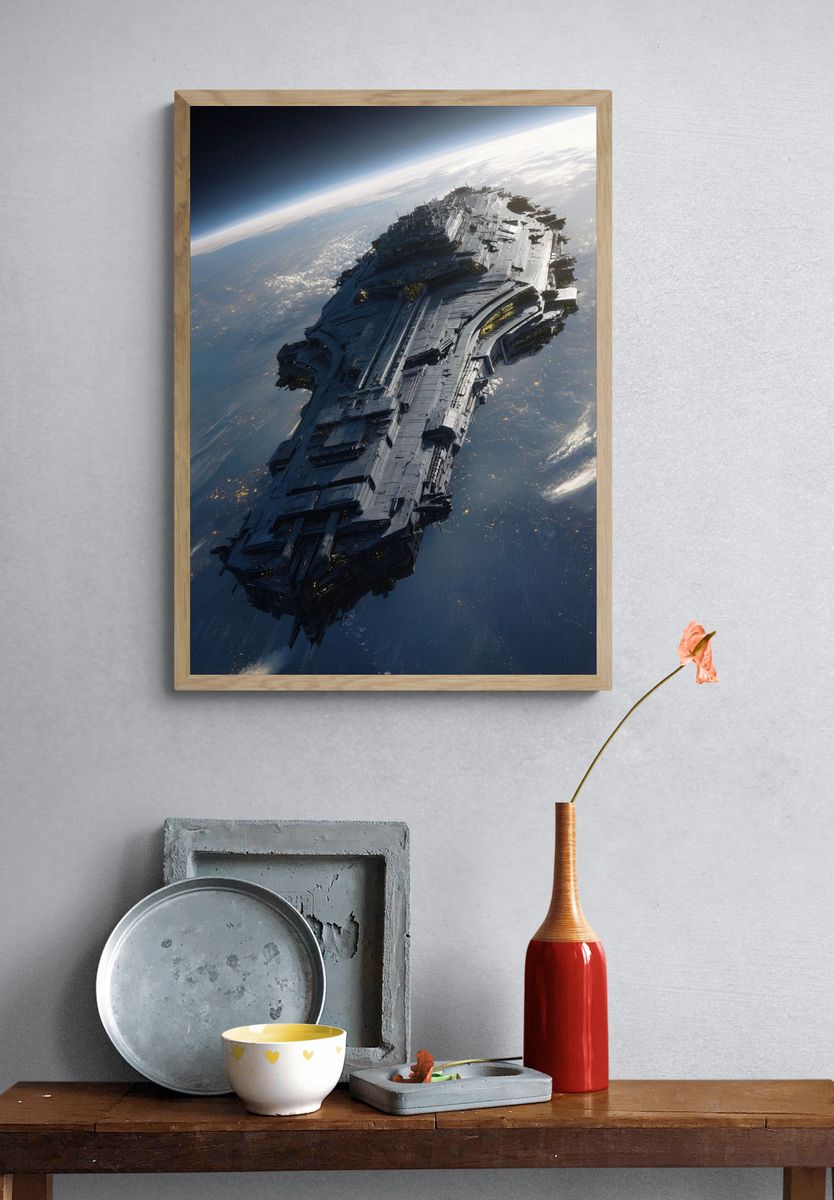 Futuristic Spacecraft — Sci-Fi Print. — room view 3