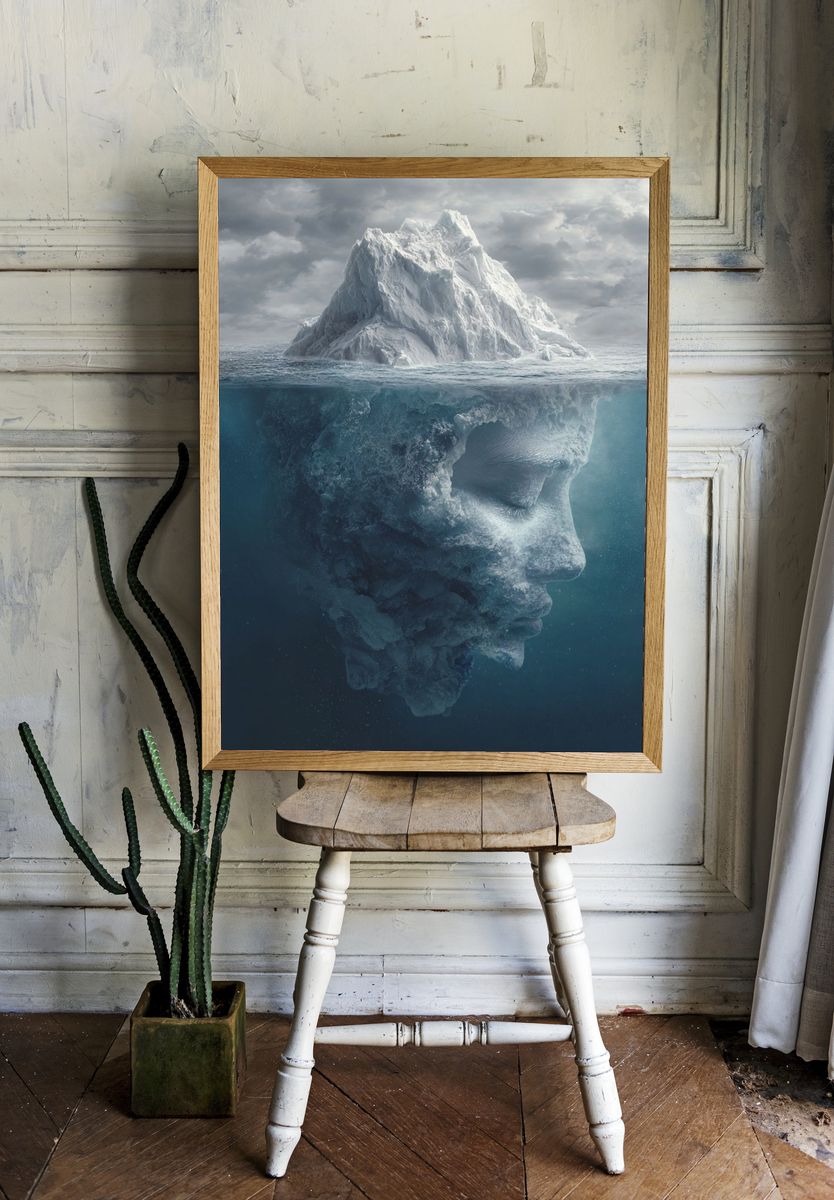 Iceberg Face — Surrealism Print. — room view 1