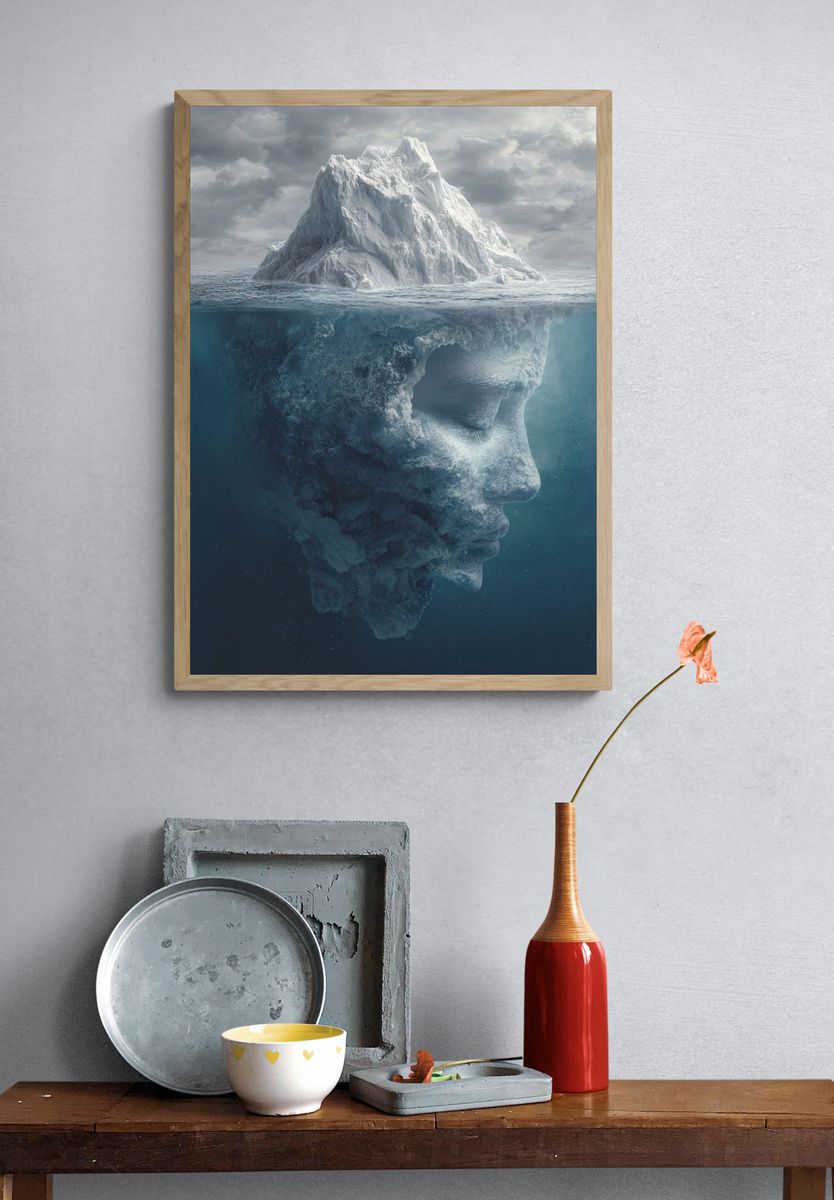 Iceberg Face — Surrealism Print. — room view 3
